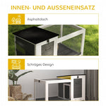 Rabbit Hutch, Free-Range Enclosure with Wheels, Folding Roof, Wooden Dark Grey