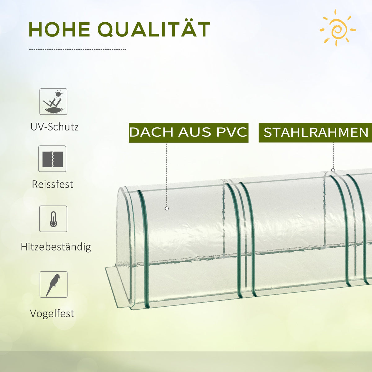 Foil Greenhouse Hothouse for Plant Cultivation, 295x100x80cm, Transparent Steel