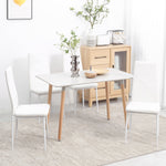 Dining Chair, Set of 4 Upholstered with Steel Legs, Faux Leather, White