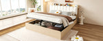 Wooden Flatbed 180x200 with Hydraulic Storage & USB, Wood