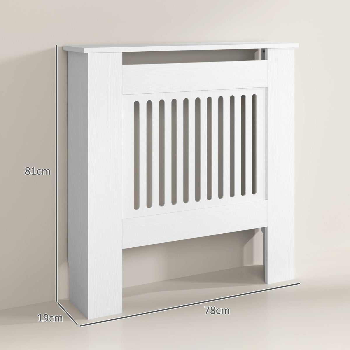 Radiator cover with horizontal slats for living room and bedroom, white