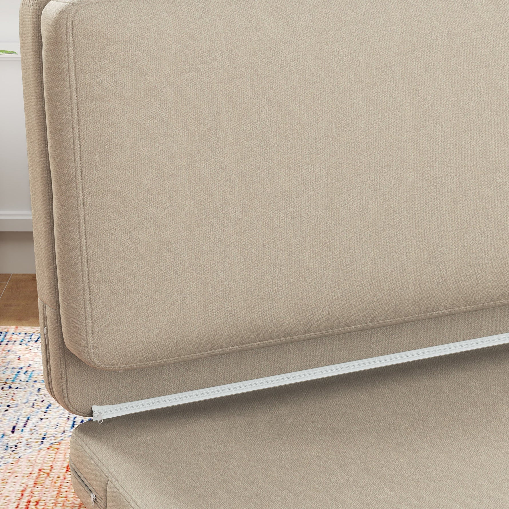 3-in-1 Folding Sofa Bed, Velvet Upholstered with Storage, Beige