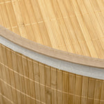 Bamboo Laundry Basket, Corner 55L with Lid, Natural Wood and White