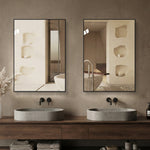 Bathroom Mirror 50x70 cm, Copper-Free HD Wall Mirror, Black Aluminum
