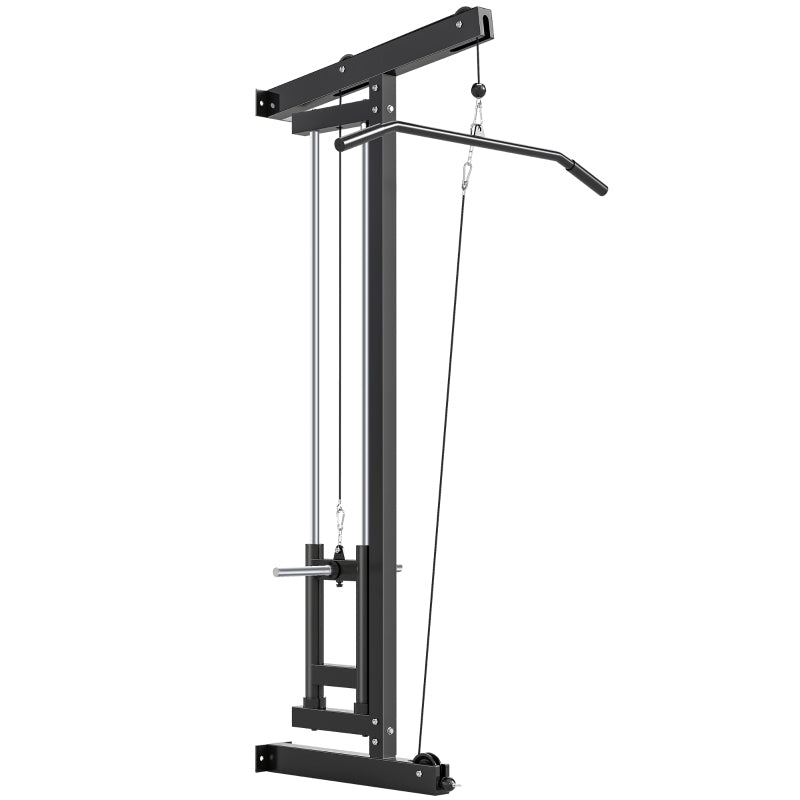 Rowing Machine, Wall-Mounted Cable Fitness Equipment for Home Gym, Black Steel