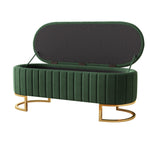 Storage Bench and Footstool with Storage Space, 120 x 40 cm, Green Velvet