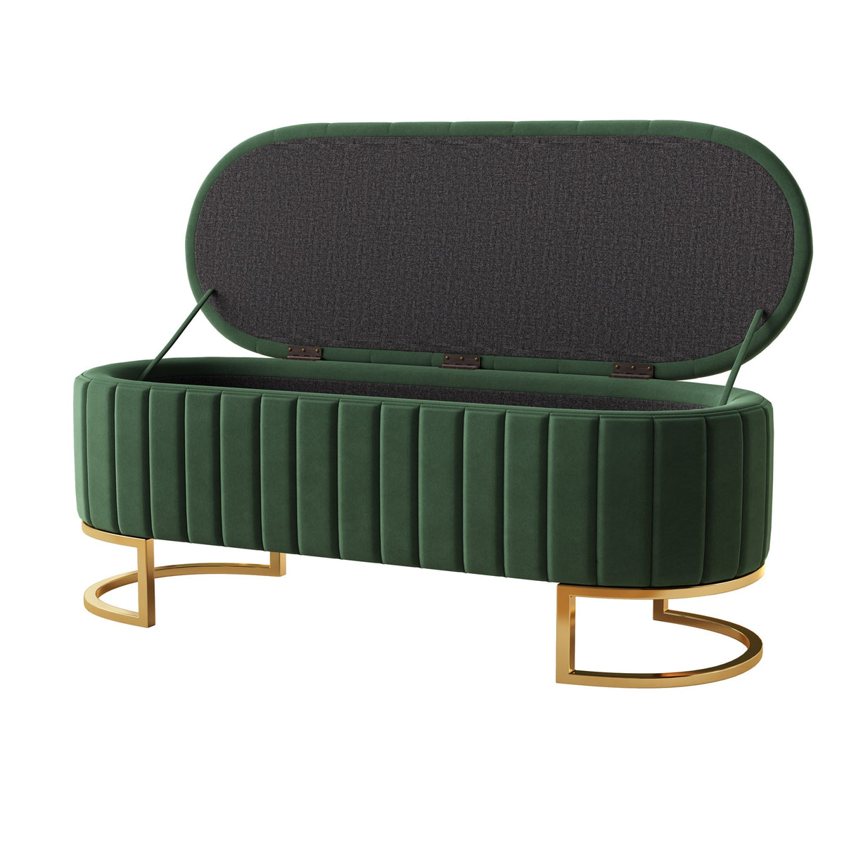 Storage Bench and Footstool with Storage Space, 120 x 40 cm, Green Velvet