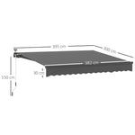 Clamp Awning, Hand Crank Solar Light Articulated Arm UV 50+ 400cm, Gray
