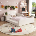 Upholstered Single Bed with Desk, Stool and Storage, 90x200cm, White Velvet