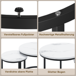 Nested coffee table 2 piece set, 60cm metal frame round modern, white