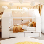 House Bed 90x200cm with 2 Drawers & LED Lighting, White