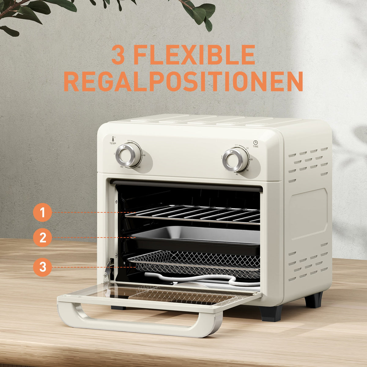 Mini Convection Oven 10L 2-in-1 Air Fryer Touch Screen Stainless Steel