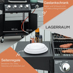 Gas BBQ Grill, 3 Burners 3kW Mobile Cart Side Tables, Metal