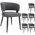 Dining Chair Set of 6, Ergonomic Design with Curved Backrest, Beige/Grey Flannel