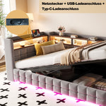 Multifunctional Upholstered Sofa Bed with Hydraulic Storage, LED and USB Ports, Light Grey Velvet
