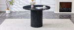 Round Dining Table 100cm 4-6 Seater Storage Base - Black MDF