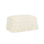 Windsor Stool with Removable Ruffled Skirt and Chenille Fabric, White