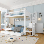Bunk Bed 90x200cm Drawer Shelf Wardrobe Storage - White