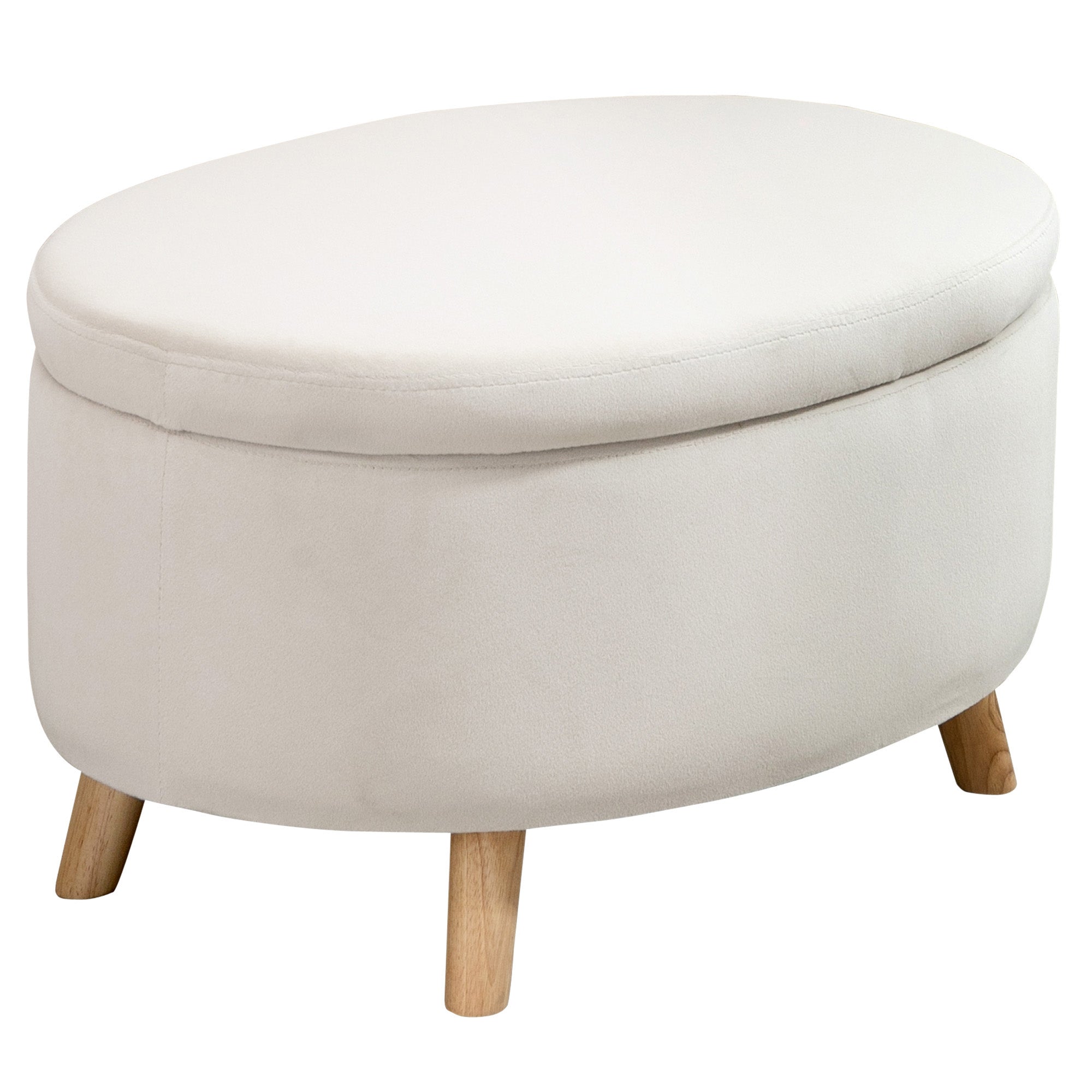 Bench with Storage, Upholstered, Velvet Beige