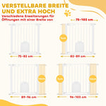 Adjustable Pet Gate with Small Door, Steel/Plastic, White