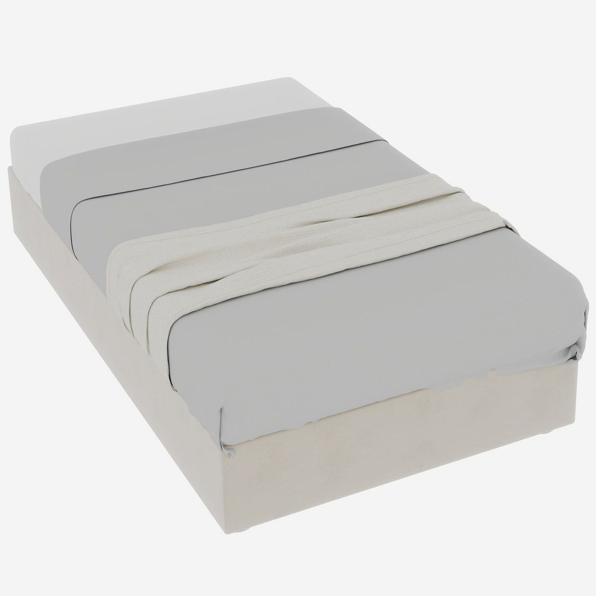 Modern Minimalist Bed Frame, Gas Lift Piston, 90x200cm, Beige Dutch Velvet