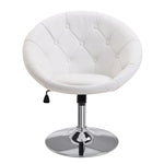 Work Stool Swivel Height-Adjustable Chrome-Plated Black/White PU Steel