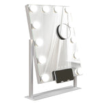 Hollywood Mirror, 12 LEDs, 3 Light Colors, USB Charging, White