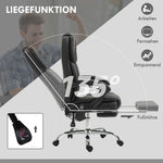 Office Chair, Ergonomic Vibration Massage Heating Reclining Footrest, Faux Leather Black
