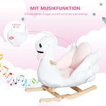 Rocking horse for children, cuddly rocking animal, pink and white