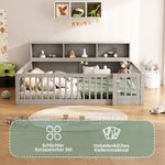 Daybed Sofa Bed 140x200cm with Bedside Storage Railing, Grey Pine Wood