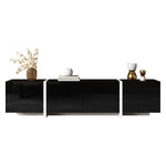 TV Stand Low Cabinet with LED Light Strip, Black/White