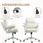 Office Chair Swivel Height-Adjustable Footrest 120kg, Faux Leather White