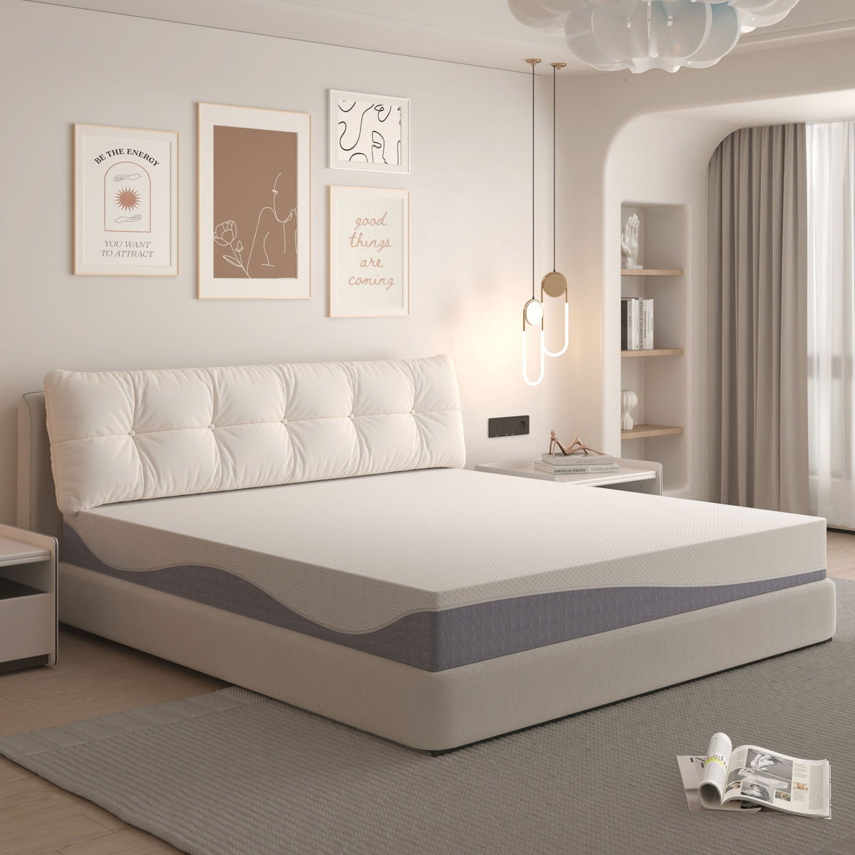Foam Mattress, 180x200cm Medium Firmness 20cm High Oeko-TEX, Gray and White