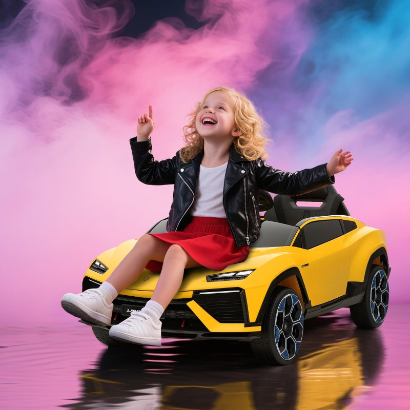 Children's Electric Car with 12V Remote Control and 2 Motors, Yellow