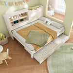 Sofa Bed Double Bed 140x190cm Pull-out Bed 90x190cm Storage USB/Type-C White