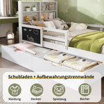 Multi-functional Children's Bed with Drawers and Chalkboard, 90x200cm, White