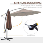 Cantilever Parasol, Sunshade Ø3x2.5m with Crank, Steel Frame, Coffee Polyester Fabric