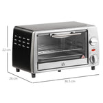 Electric Oven 10L Adjustable Temperature and Timer, 750W, Silver Black