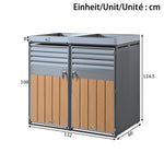 Garbage Can Enclosure with Ventilated Louvers, Lockable Four Doors and Planting Area, Galvanized Steel