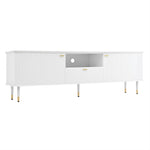 TV Cabinet with Open Compartments, Drawers, Soft-Close Hinges, Lacquered Textured Surface