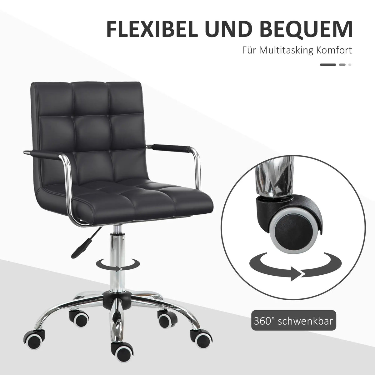 Ergonomic Desk Chair, Height Adjustable with Armrests, Office & Home, Black