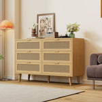 Chest of drawers with 6 drawers, metal handles, wood