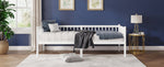 Pine Wood Daybed 90x200cm Sofa Bed with Railings & Slats, White