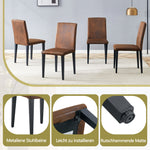 Minimalist Dining Chairs Set of 2 with Metal Legs, Brown Woven Fabric
