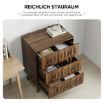 Chest of Drawers with 3 Drawers and Storage Cabinet, Walnut Wood