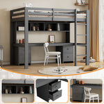 Loft Bed for Children with Desk and Storage, 90x200 cm, Grey