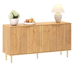 Modern Sideboard with 4 Doors and Adjustable Shelves, Natural Wood Look