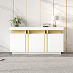 Sideboard Display, 3-Door Dining Room Cabinet with Adjustable Dividers, Modern White