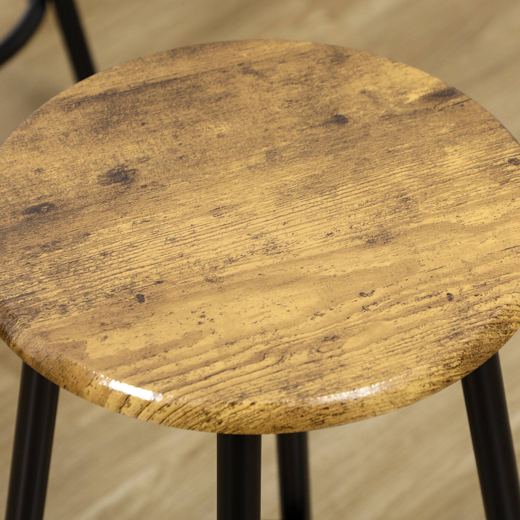5-Piece Bar Table Set, 4 Bar Stools Industrial Design Rustic Brown Metal