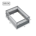 Children's Bed 140x200cm with Railing & Door, Grey Wood